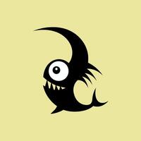 Fierce Black Fish with Sharp Teeth and Unique Fin vector