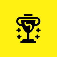 Minimalist Trophy Icon with Sparkles on Yellow Background vector