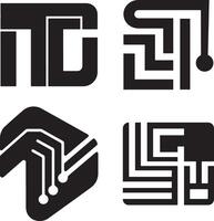 Abstract Technology Logo Icons in a Grid Design vector