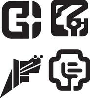 Set of four bold, abstract geometric logos vector