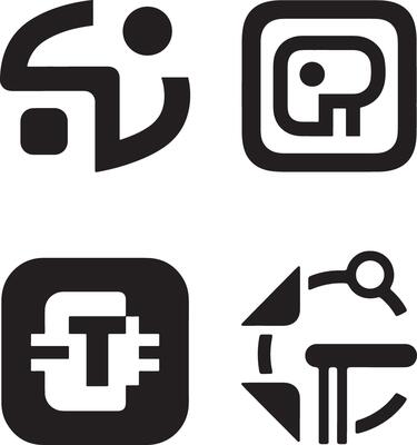 Abstract black and white technology icons set for digital design