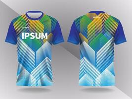 blue green and yellow abstract background and pattern for sport jersey design and mockup vector