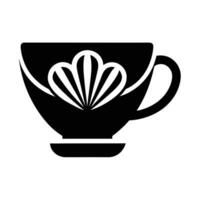 Tea Cup with Fan Pattern Icon vector