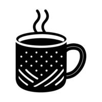 Steaming Mug with Lines and Dots Icon vector