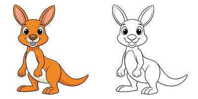 Cartoon kangaroo and kangaroo coloring pages vector