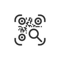 qr code icon with magnifying glass vector