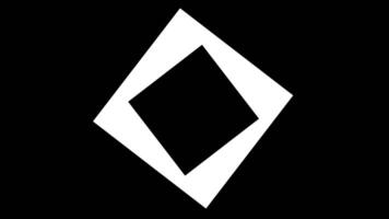 White square rotating and morphing on black background. Motion video