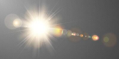 Realistic Lens Flare Effect with Glowing Rays vector