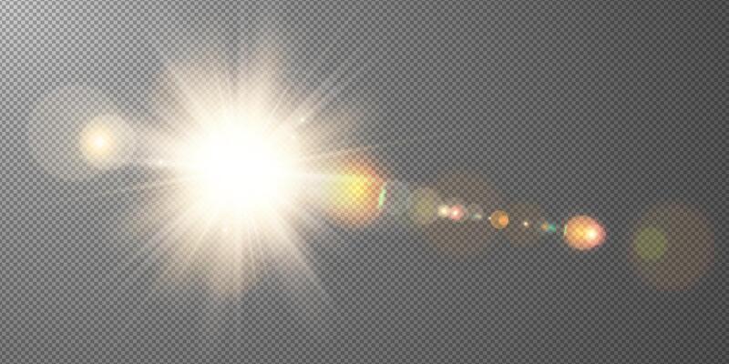 Realistic Lens Flare Effect with Glowing Rays
