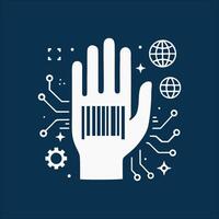 Barcode on Human Hand,Digital Identity and Biometric Authentication Concept vector