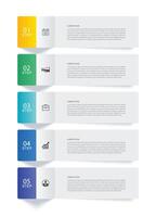 infographic 5 data tab paper index template. Illustration abstract background. vector