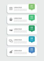infographics 5 data tab paper index template. Illustration abstract background. vector