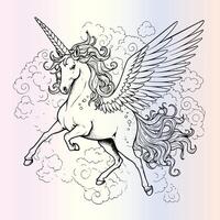 An illustration of a unicorn with wings vector