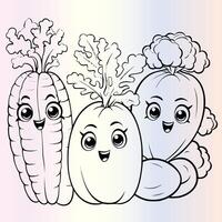 Coloring page with vegetables and fruits vector