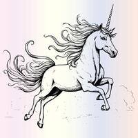 An illustration of a unicorn running vector