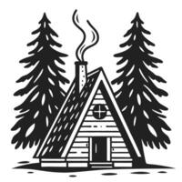 rustic cabin in forest simple a frame house with trees cozy winter retreat illustration vector