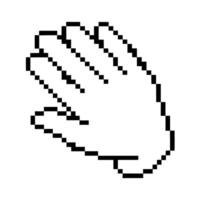 pixelated hand icon black and white retro graphic illustrating digital pointer gesture vector