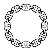 Outlined circular bead chain simple design, pattern, decorative illustration, black and white vector