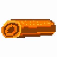 Pixel art cinnamon stick retro game style, brown cinnamon spice, rolled food element vector