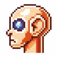 pixel art robot head, futuristic cyborg profile, retro 8 bit vector