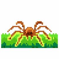 pixel art spider crawling in green grass retro gaming with vibrant colors nostalgic digital design vector