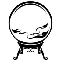 Mystical crystal ball with ornate stand and swirling smoke design vector