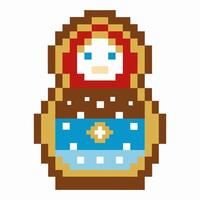 pixel art matryoshka doll in traditional design with vibrant colors and geometric patterns vector