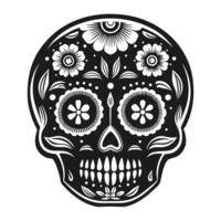 Intricate sugar skull design with floral patterns, day of the dead symbolism vector