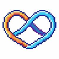 Colorful pixel art heart and infinity symbol for endless love and unity vector