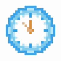 Pixel art blue clock, retro 8 bit minimalist digital timepiece, vintage computer game design vector