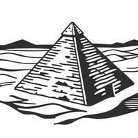 ancient pyramid in desert landscape monochrome illustration of historical architecture and sandy dunes vector