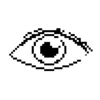 pixelated eye illustration in black and white minimalist digital art, abstract design with geometric shapes vector
