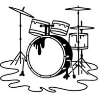 drum set illustration with melting effect artistic percussion concept, drums and cymbals design vector