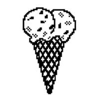 Pixel art ice cream cone with two scoops design vector