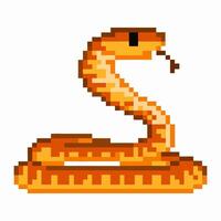 Pixel art cobra snake retro digital reptile design, pixelated classic game graphics vector