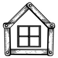 geometric house frame with window illustration vintage architectural design concept vector