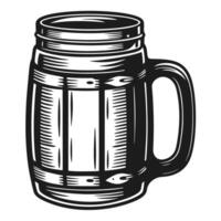 Retro beer mug illustration vintage wood barrel design with handle vector
