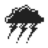 pixelated cloud icon with falling rain retro black and white weather symbol vector