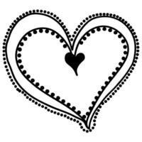 intricate heart design with dotted pattern black and white abstract art vector