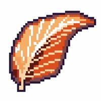 Pixel art leaf with retro brown leaf design in pixelated digital illustration vector