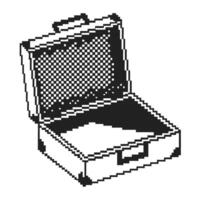 Open pixel art briefcase in black and white, retro digital suitcase design vector
