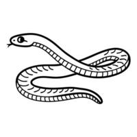 Simple snake illustration, black and white line art of a coiled reptile vector