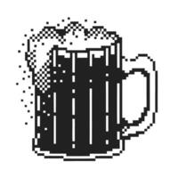 pixel art beer mug with frothy foam retro digital illustration of classic beverage, nostalgic gaming vector