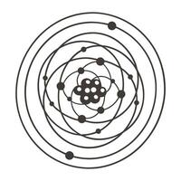 atomic structure illustration with electron orbitals and nucleus, physics and chemistry educational diagram vector
