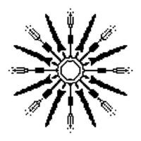 black and white geometric star pattern symmetrical radial design, abstract artistic shape concept vector