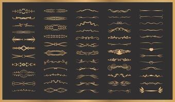 collection of golden dividers vector