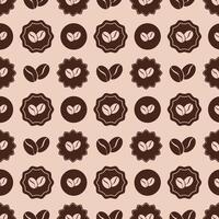 Seamless pattern coffee-themed pattern, stylized round icons in the form of coffee beans, made in brown tones on a light beige background. vector
