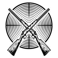 Crossed hunting rifles with target design background vector