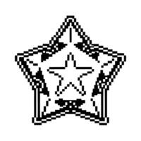 Retro pixel art star design intricate geometric patterns in black and white vector