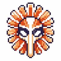 pixel art tribal mask with feathered headpiece and abstract pattern vector